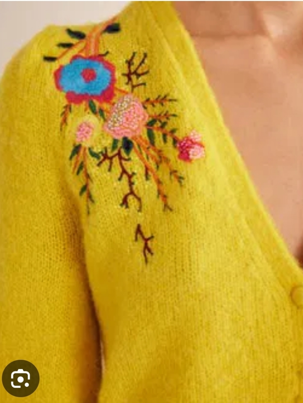 Boden Embroidered Floral Detail Cardigan Wool Blend Floral Med - Picture 2 of 7